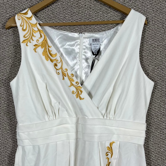 Monroe & Main Enchantment Dress Womens Size 12 White Gold Embroidered Sheath - Picture 2 of 14